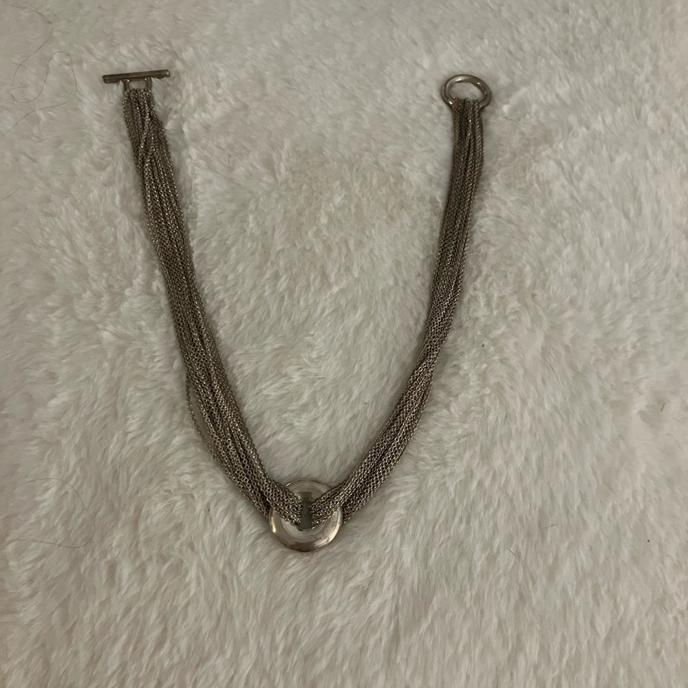 Tiffany & Co silver multi chain mesh circle necklace